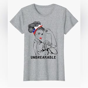 Unbreakable Chilean Girl Heather Gray Shirt Size Medium Rosie The Riveter